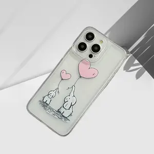 Transparent Phone Case with a Heart Elephant Design, Suitable for a variety of iPhone models, from Iphone 17 series to Iphone 11 series, and Iphone x seriesAnd Samsung series