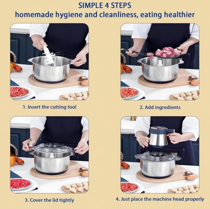 5L Electric Food Processor | 6-Blade Multi-Function Kitchen Chopper for Meat, Vegetables & Baby Food | BPA-Free Stainless Steel