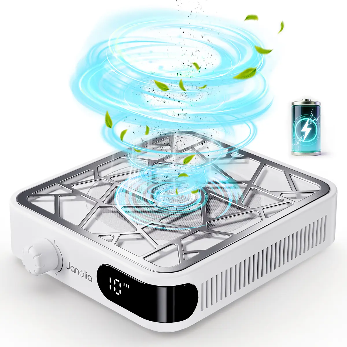 Janolia Cordless Nail Dust Collector - 6000RPM Portable Nail Dust Vacuum with 5200mAh Rechargeable Battery, 10-Speed Adjustable Professional Dust Extractor Machine for Mobile Nail Techs, Salon & DIY Home