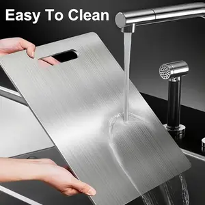 Durable Commercial Home Kitchen Cutting Board, Cooking Cutting Board, Corrosion Resistant Stainless Steel, Kitchen Chopping Board, Suitable for Meat Vegetables Fruits, Portable Indoor Outdoor Use
