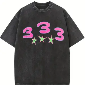 Unisex Water-Washed Pure Sports T-Shirt - Swedish Bladee Design, Rapper Fashion Vintage Short-Sleeve Top, Ideal for Casual Beach & Outdoor Use