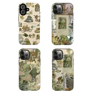 Cottagecore Frog And Toad Custom Heavy-Duty Rubber Polycarbonate Cellphone Casing, Cute Cartoon Aesthetic Shockproof Protective Cover with Impact Resistance for iPhone 11-17 Pro Max Plus, Tech Accessories for Mobile Device Protection