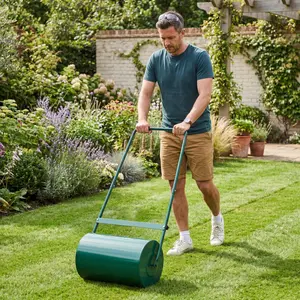 Heavy Duty 23-Inch Steel Lawn Roller - Premium Push & Tow Behind Grass Flattener with 13 Gallon Capacity & U-Shaped Handle for Garden, Yard, Farm, Park
