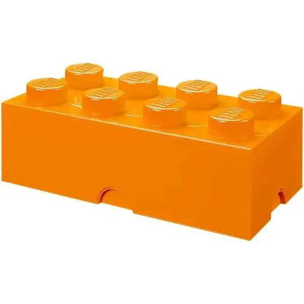 LEGO Collectible Plastic Storage Brick with 8 Knobs - Orange Organiser Container, Ideal for Gifts, Toy Boxes, Room