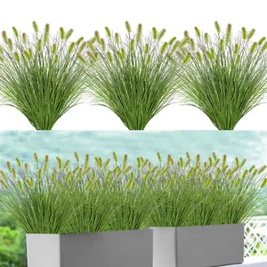 Artificial Plants 12pcs Fake Onion Grass Faux Plant, Decorative Artificial Grass Greenery Shrubs Bushes for Garden Porch Window Box Shop Office Home Decor