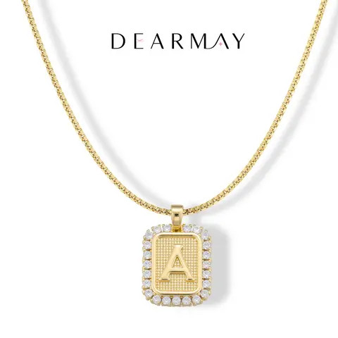 Dearmay Initial Necklace for Women 14K Gold Plated Letter Necklace Gold Letter Pendant Waterproof Hypoallergenic Personalized Jewelry Gift for Girls