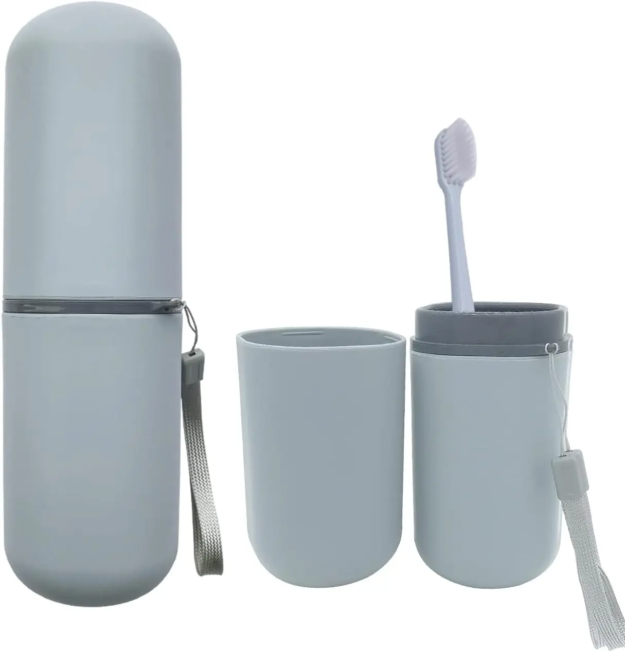 Light Blue Travel Toothbrush Holder, Toothbrush and Toothpaste Travel Case Portable Toothbrush Holder with Cover for Traveling Bathroom Business Camping School
