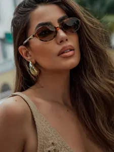 Vintage Oval Small Frame Fashion Glasses, Unisex Casual Eyewear, High-End Daily Wear, Perfect Beach Vacation Accessory