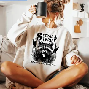 Hysterectomy Shirt - Feral and Sterile Sweatshirt, Womb Free T-Shirt, Funny Childfree Women Tee, Hysterectomy Recovery Gift Womenswear Hoodie