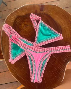 2026 new women’s triangle bikini bag set—chest-support mini two-piece swimsuit; fashionable, sexy low-rise split design swimwear set for casual vacations, beachwear, and hot spring wear.