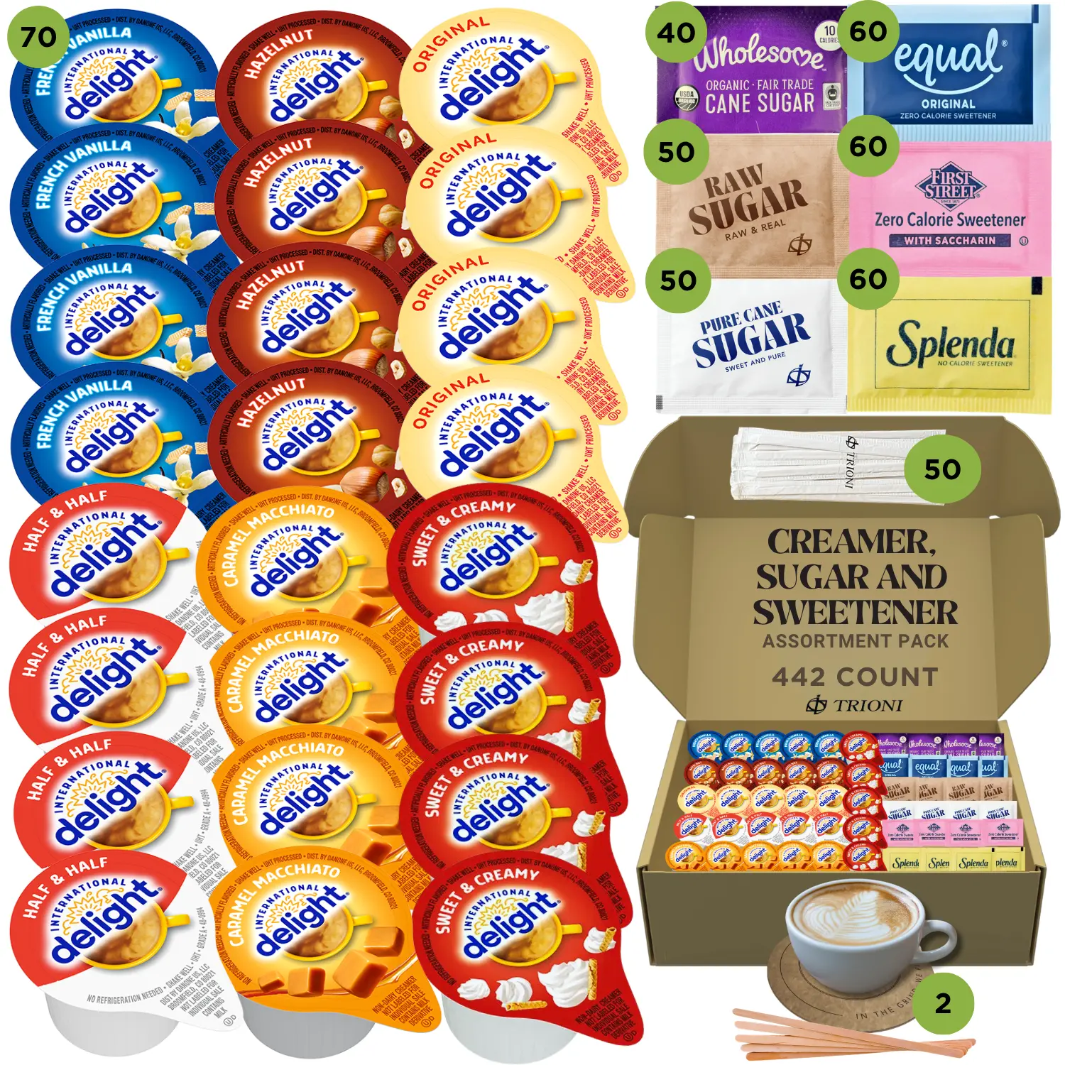 International Delight Coffee Creamer Singles Variety Pack - Sweet Cream and 5 More Assorted Non Dairy Creamer Flavor Pods