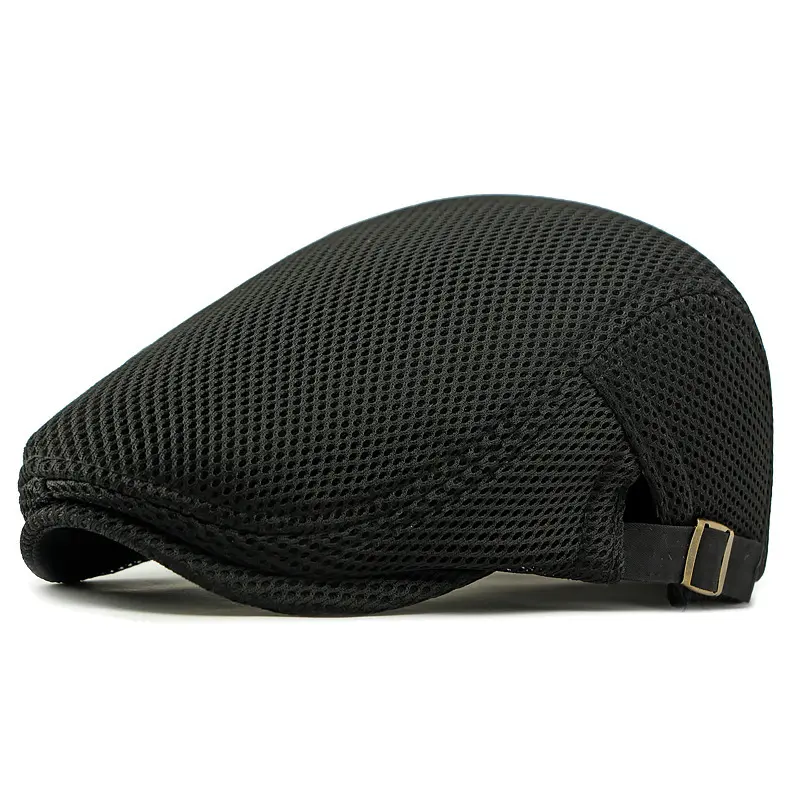 Breathable Flat Cap with Adjustable Strap – Mesh Fabric, Classic Ivy Style & Built-in Sweatband