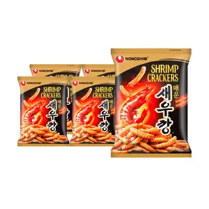 NONGSHIM Shrimp Cracker Spicy Flavor 75g (5 Pack) - Authentic Korean Snack, Jennie Blackpink Favorite, Crispy & Delicious