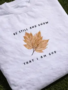 Be Still and Know Shirt, Christian Faith Tee, Embroidered Scripture Shirt, Minimal Leaf Design Tee, Gift for Women and Believers