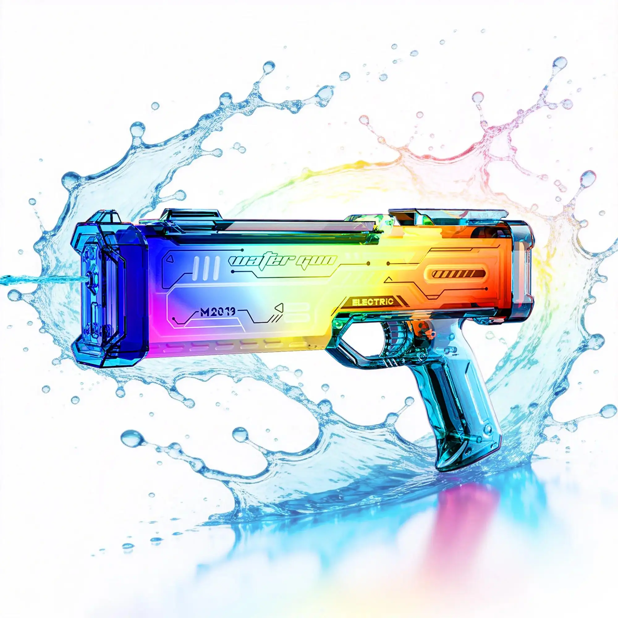 [Futuristic Sci-Fi Vibs] Electric Water Blaster with Continuous Firing | Rechargeable Transparent Gradient Pool Toy | Cool Outdoor Beach Shooter