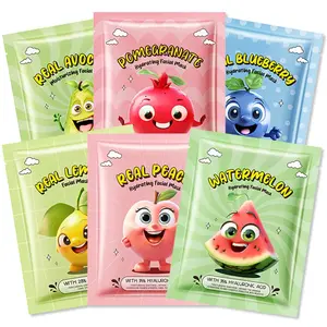6 Pack Fruit Face Masks for Kids, Kids Face Mask Spa Day kit Supplies, Spa Party Favors for Teens Girls Women, Sheet Facial Mask Skincare Gifts Set, Moisturize Soothe for All Skin Types, 03