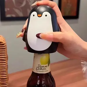Portable Penguin Bottle Opener, Automatic Magnetic Top Pop-Up, Fits Most Beer and Drink Caps, Ideal for Home Bars, Camping, Parties