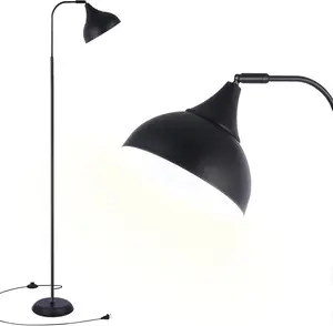 Industrial LED Floor Lamp,Black Metal Adjustable Standing Lamp for Living Room, Bedroom, Office,Rotating Head Tall Reading Lamp for Sofa or Desk, Modern Home Decor (Industrial, Metal)