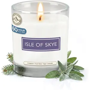 Isle of Skye Luxury Scented Candle -   Based Wax, 9oz - Fir Balsam, Sage, White Orchid & Eucalyptus - Long Lasting 60 Hour  - , Hand-Poured in  for