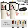 ZIOSINM 40oz Personalized Initial Vacuum Sealed Stainless Steel Tumbler with Silicone Ring, Fits Most Car Cup Holders, 12H Ice Cold, Leak-Proof, Custom Keychain Gift Box Set for Travel, Pool Party, Office