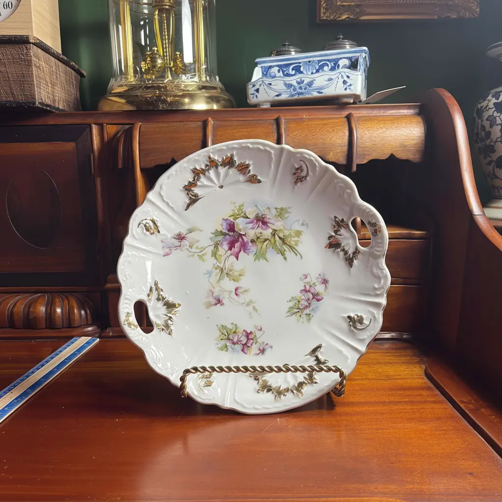 German Porcelain Handled Serving Plate