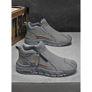 Men's High Top Work Boots, British Style Versatile Fashion Autumn Shoes, Korean Short Boots, Outdoor Fashion Hiking Boots, Lightweight Hiking Shoes