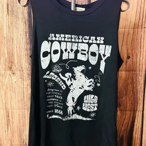 American Cowboy Legend Tank Top - Black Sleeveless Tee