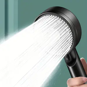 Black Wall-Mounted Shower Head with High-Pressure Spray - Durable Plastic, Round Design for Enhanced Water Flow and Efficient Drainage, Perfect for Home Use, Shower Upgrade|Modern Shower Head|Efficient Drainage, Shower Heads for Bathrooms