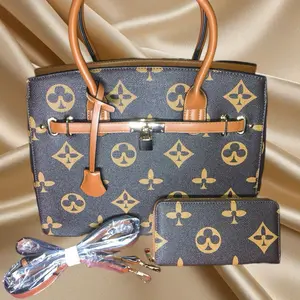 Tote Bag with Monogram Design and Matching Wallet Set for Everyday Use