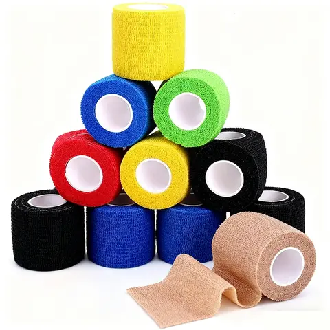 Unisex All-Seasons Elastic Athletic Tape Set - Youth 6-Sheet 3-Color Mixed Non-Woven Mini Self-Adhesive Breathable Stretch Muscle Support Wrap, Secure Hold Essential Fitness Accessory for Ankle-Elbow Sports, Fitness Enthusiasts