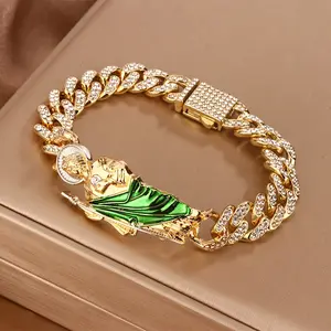 1 Saint Jude Religious Shining Bracelet, Men's and Women's Fashion Wrist Accessories, Holiday Gift, Halloween Christmas Gift, Hip Hop Bracelet, Exquisite Craftsmanship, Suitable for Religious Shoppers to Wear on Daily and Special Occasions