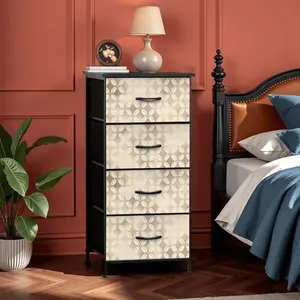 Art Deco Diamond Designed Elegant Modern 4-Drawer Dresser