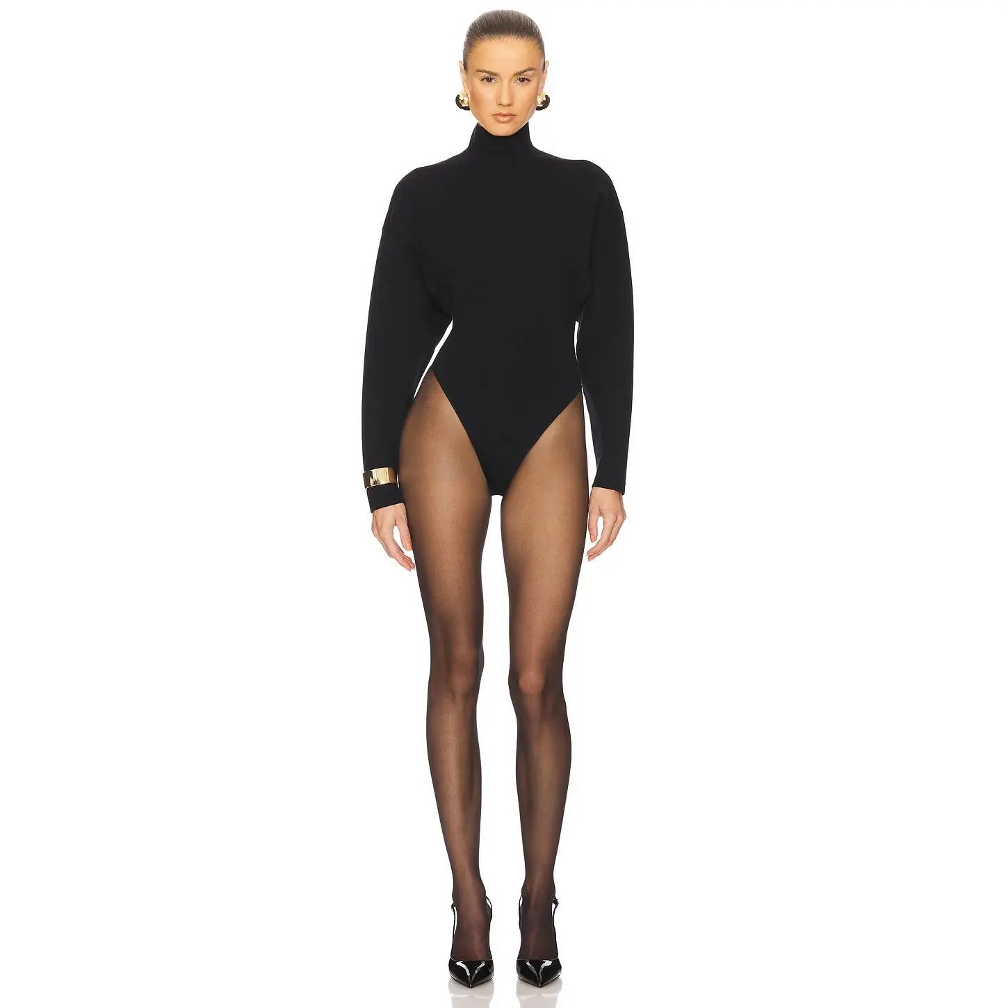 Helsa Calloway Knit Bodysuit in Black