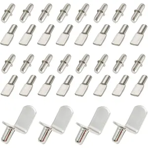 60 Count Shelf Bracket Pegs Stainless Steel Shelf Pins Support, Nickel Plated Shelf Pins, 3 Styles