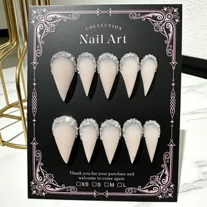 Handmade Fake Nails Ice Transparent Dragon Claw Wearable Detachable Cat Claws Beast Claws European Style Medium Nail Shape