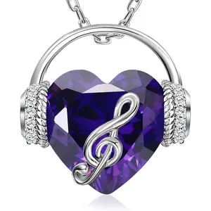 Women’s Birthstone Heart Necklaces, Music Note Pendant, Crystal Heart Jewelry, Suitable for Christmas, Mother’s Day, Valentine’s Day, Anniversary, Birthday, Great Gift for Lover, Mom, Wife and Women
