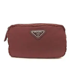 Pre-owned PRADA other Top Handle Bag Logo Plate Nylon Cosmetic Pouch Bag Red 11658339636/649166