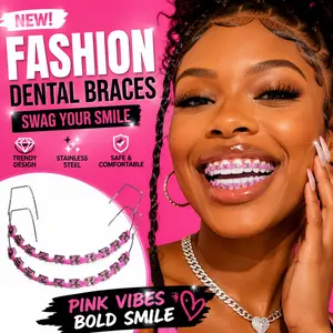 2026 Fashion Braces 1 Pair Colorful Temporary Tooth Decoration With Metal Wires Metal Bracket Ties High Quality