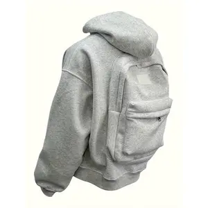 Men's and Women's Hooded Sweatshirt Jacket with 300 lbs Capacity Backpack - Lightweight Travel Shirt, Full Zipper Front Closure, Loose Fit, Machine Washable, High-Strength Gym, Commuting, Weekend Travel Backpack Device - Casual Outdoor Clothing, Designed