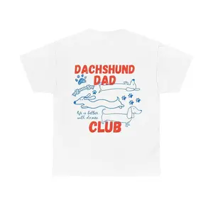 Dachshund Dad Club Vintage Graphic Tee 100 Percent Cotton Funny Dog Lover Unisex Oversized Crewneck Short Sleeve Retro Pet Parent Streetwear Casual Fashion Top Trendy Apparel Perfect Gift For Men Women Daily Outdoor Party Holiday Everyday Wear