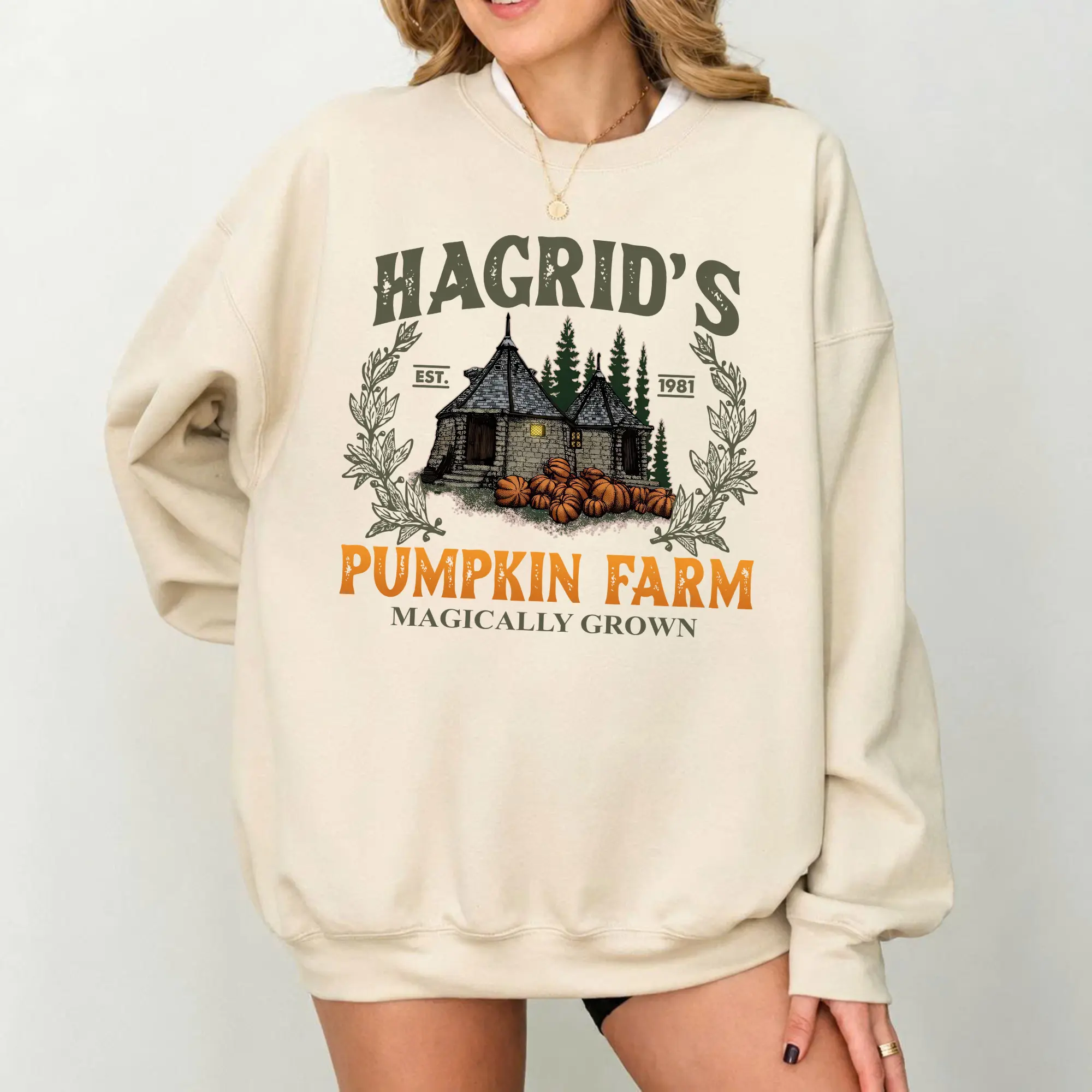 Hagrid's Pumpkin Patch Sweatshirt, Vintage Fall Pumpkin Graphic Crewneck, Retro Spooky Season Pullover, Wizard Inspired Halloween Shirt, Cozy Autumn Unisex Sweatshirt, Gift for Men Women