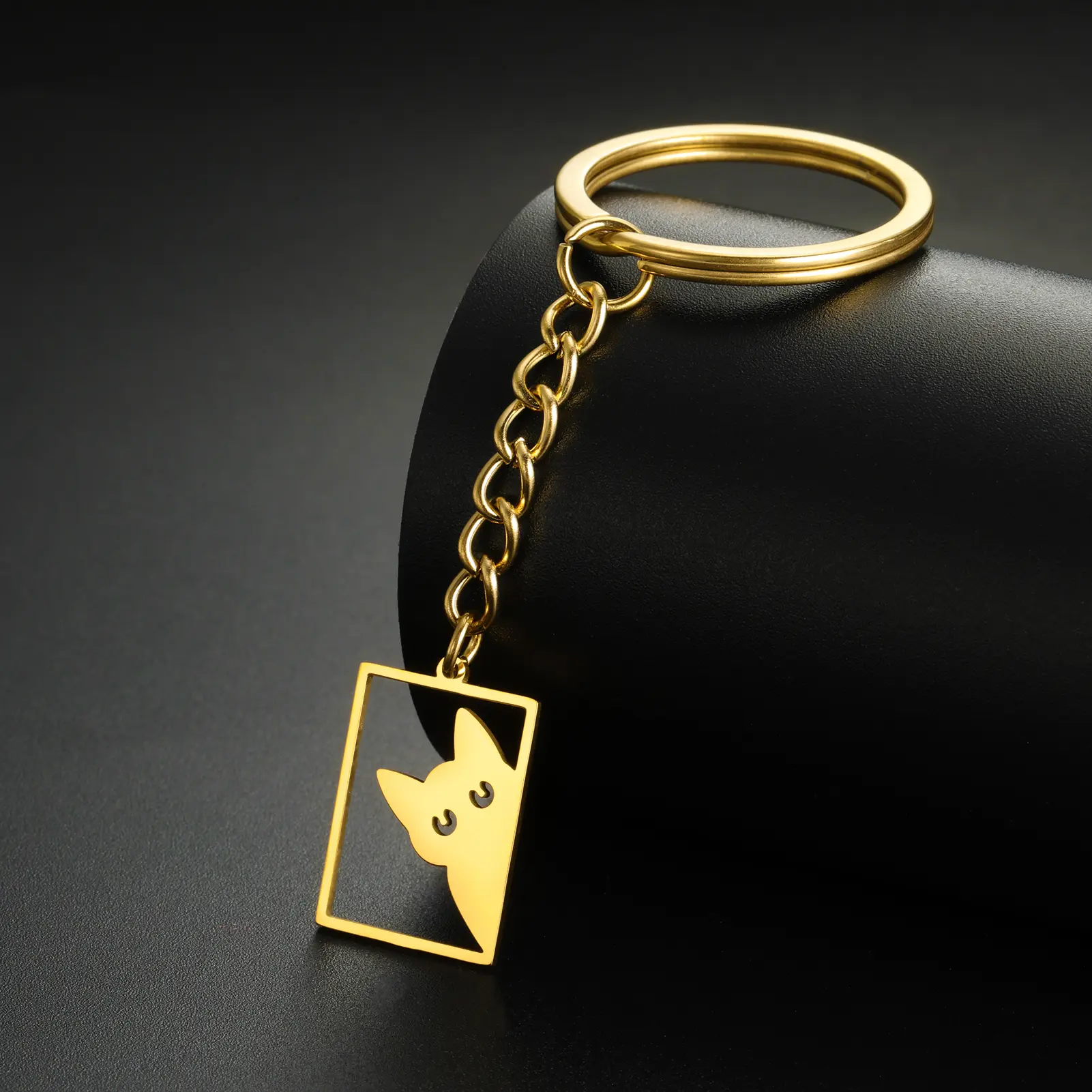 Cazador Cat Kitten Keychain for Women Girls Stainless Steel Cute Animal Keyring Jewelry Mother's Day Gift Wholesale 2026 New