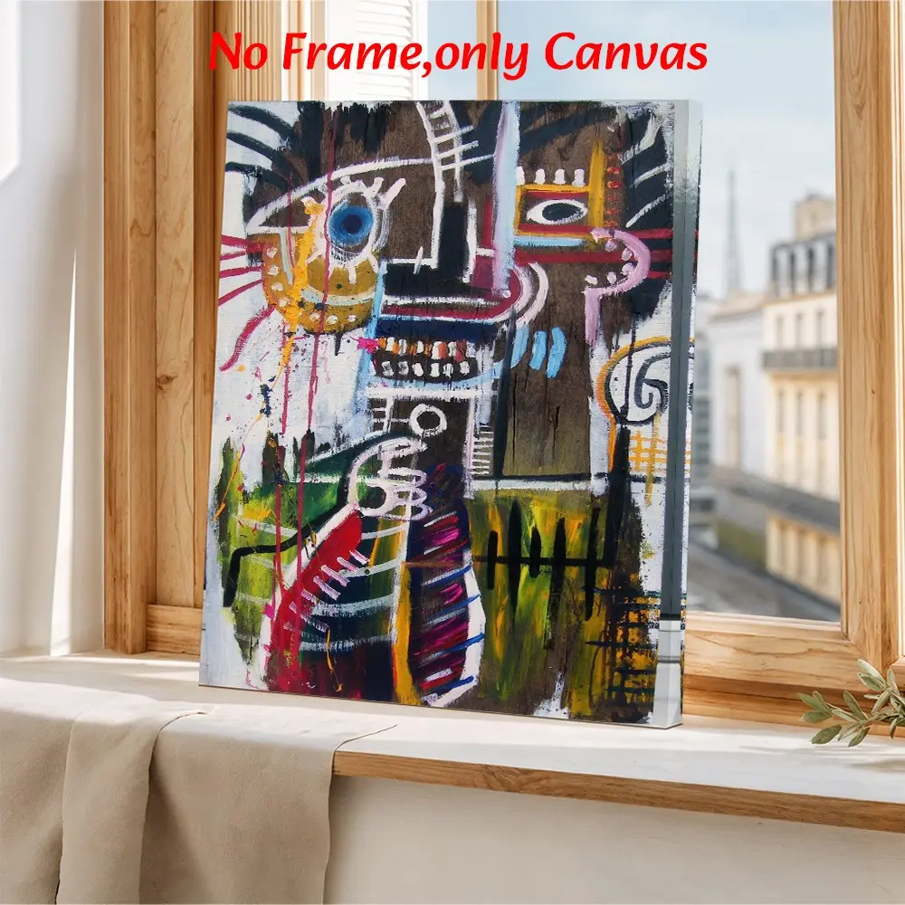 Abstract Wall Art, Jean-Michel Basquiat Inspired Abstract Art Poster, Modern Abstract Design, Neo-Expressionist Printing, Multicolor Canvas Decoration, Living Room & Office Aesthetic, Perfect Gift For Art Lovers, Unframed Painting, Art Work For Wall Decor