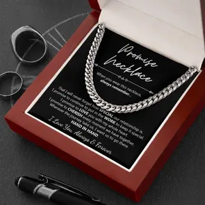 Promise Necklace For Him, Sentimental Meaningful Gifts For Boyfriend, To My Man Necklaces Gift, Silver Cuban Link Chain For Men, Father's Day Gift Ideas
