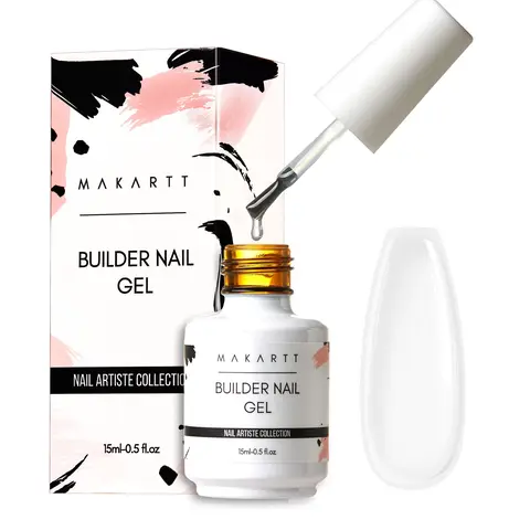 Makartt 7-in-1 Vegan Cruelty-Free Durable Builder Gel Nail Bottle, 15ml UV-LED Cured Rhinestone Gel for Manicure, Easy-Remove DIY Nails at Home (Repair, Strengthening, Extensions, Base Coat)