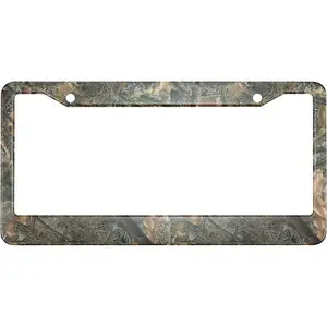 Swono Aluminum Metal Forest Camouflage Conifer and Oak Branches and Leaves License Plate Frame License Plate Cover License Plate Holder Frame Auto Decoration for US Car/Truck for Women Men