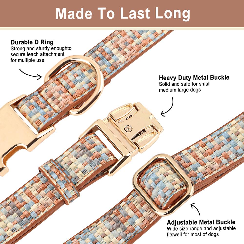 Personalized Leather Dog Collar With Bowknot