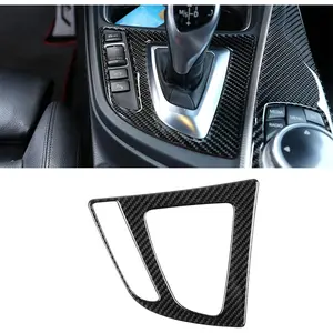 Soft Carbon Fiber Gear Shift Knob Panel Frame Cover Control Box Sticker Interior Trim Compatible with BMW 3 Series F30 F31 F34 4 Series F32 F33 F36 2014-2018 Accessories