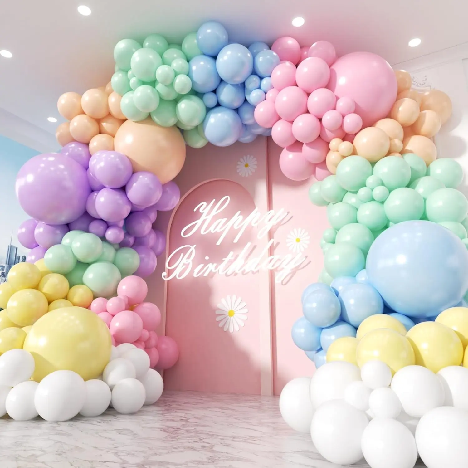 453Pcs Pastel Balloon Arch Kit, 7 Macaron Assorted Colors Balloon Garland Kit, Different Size Spring Colorful Balloon for Spring Easter Birthday Baby Shower Gender Reveal Rainbow Party