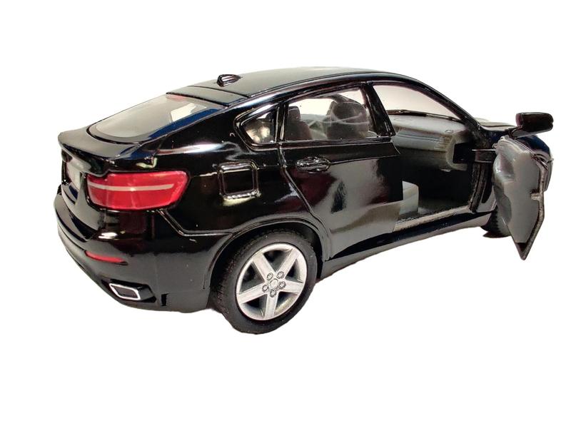KINSMART 1:38 Scale BMW X6 Die Cast Car Black Pull Back and Go Action Openable Doors Officially Licensed 5 Inches Length Collectible Toy